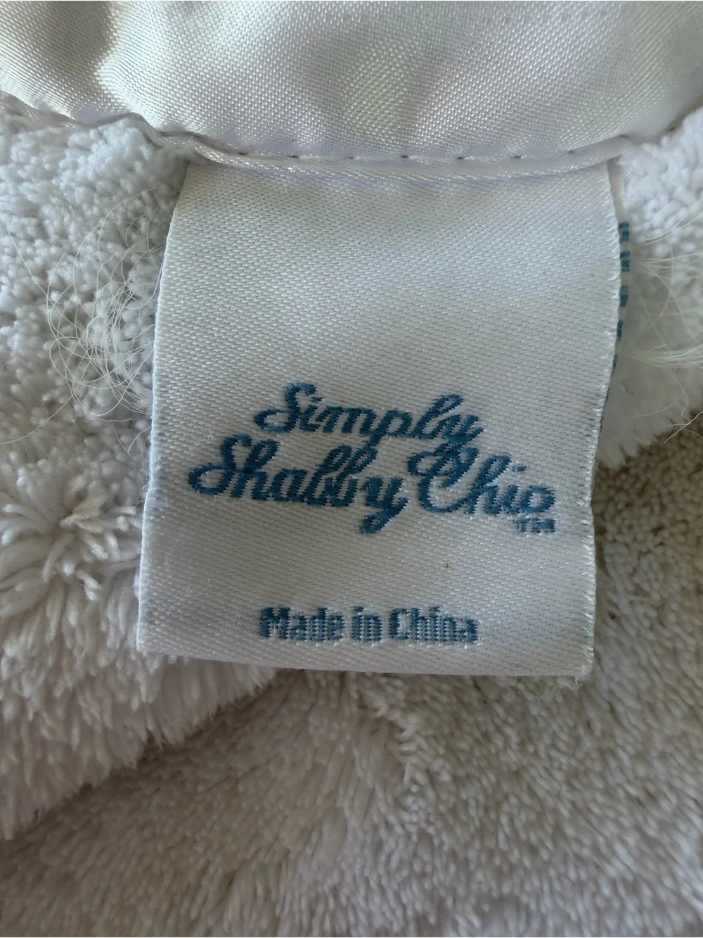 Simply Shabby Chic Satin Trim White Plush Blanket Rachel Ashwell Heavy F/Q GUC